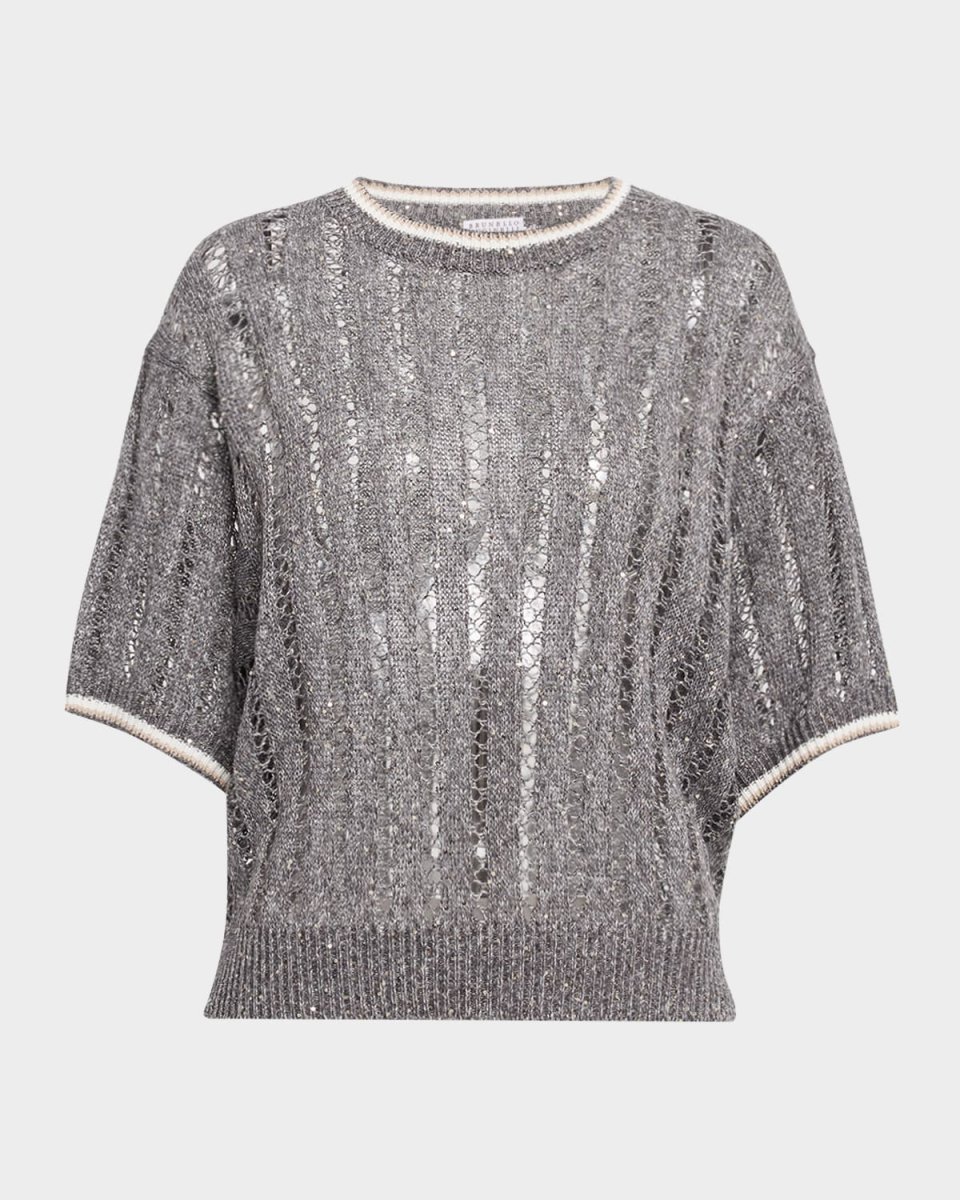 Micro Sequined Linen French Riveria Sweat